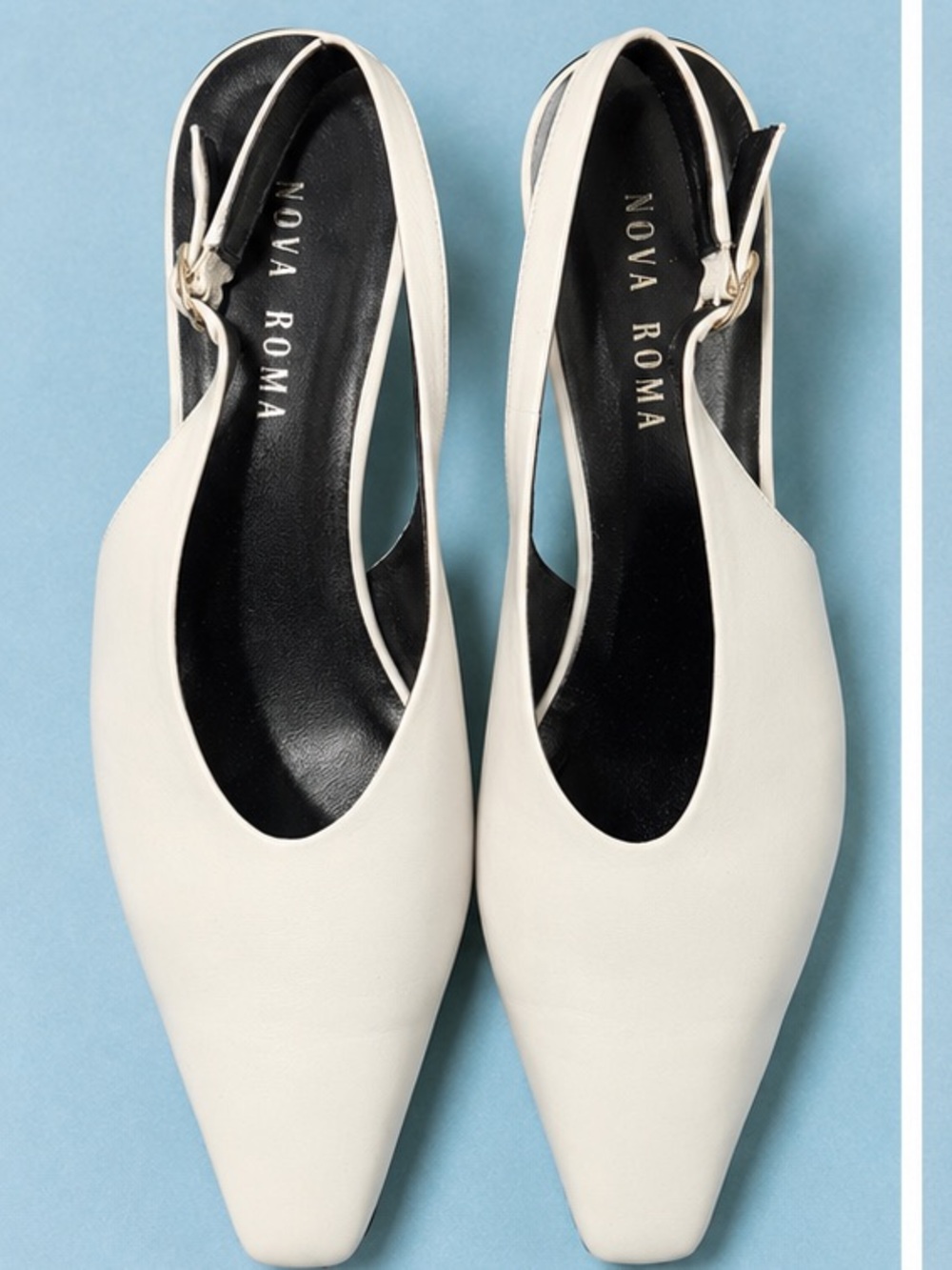 Nova Roma White Leather Slingback Heels – Size 41